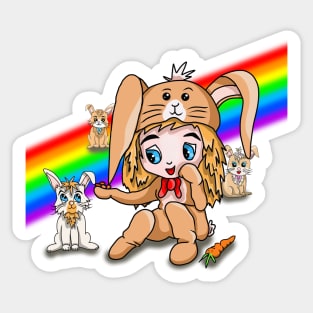 Rainbow Rabbits Sticker